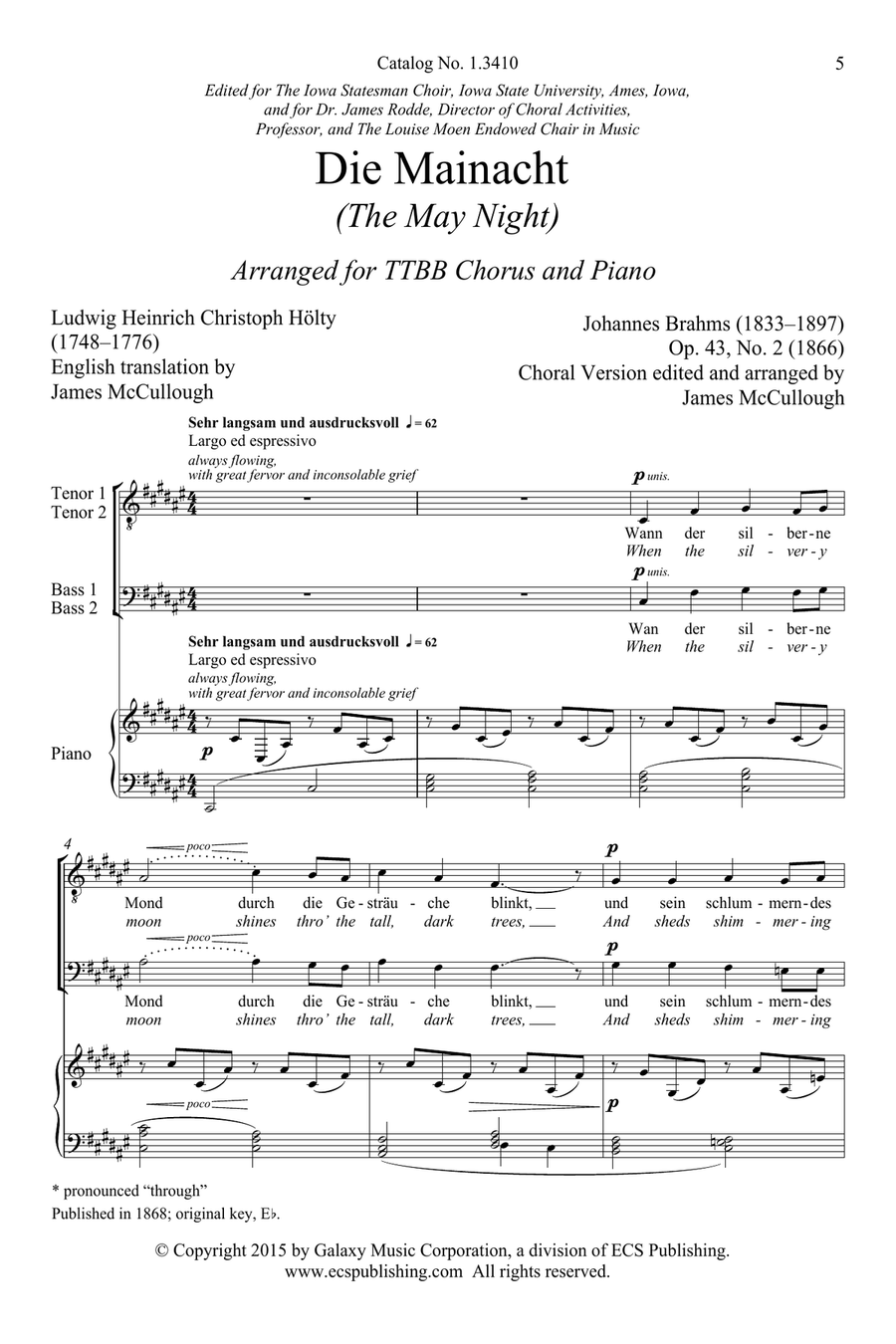 Die Mainacht (The May Night) TTBB scores gallery preview page 4