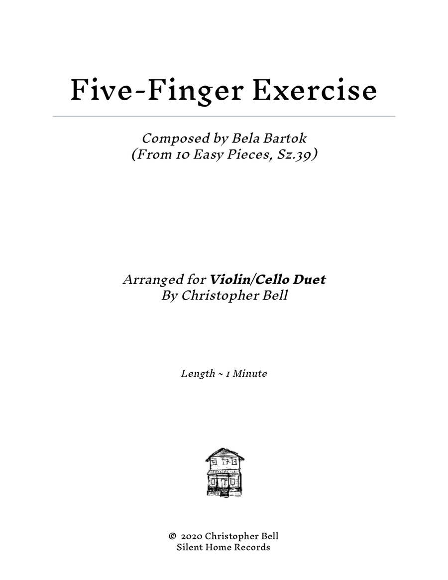 Bela Bartok - Five-Finger Exercise(From 10 Easy Pieces) - Violin/Cello Duet String Duet scores gallery preview page 1