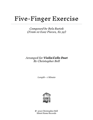 Book cover for Bela Bartok - Five-Finger Exercise(From 10 Easy Pieces) - Violin/Cello Duet