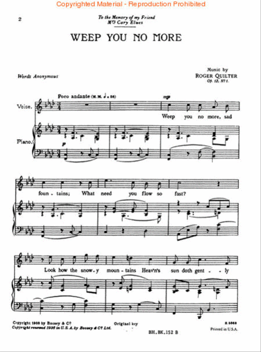 Seven Elizabethan Lyrics, Op. 12 High Voice scores gallery preview page 2
