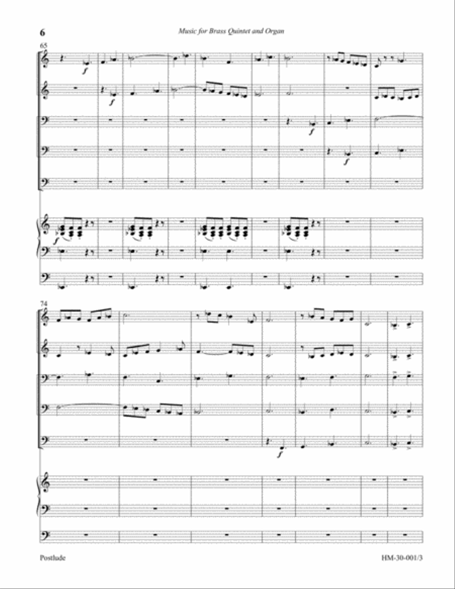 Postlude for Brass Quintet and Organ Small Ensemble scores gallery preview page 6