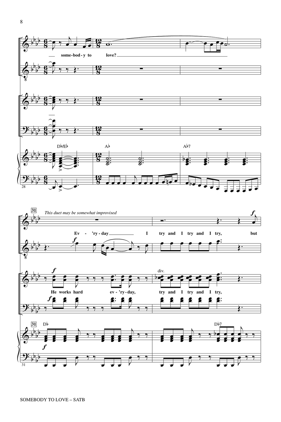 Somebody To Love (arr. Roger Emerson) 4-Part scores gallery preview page 7