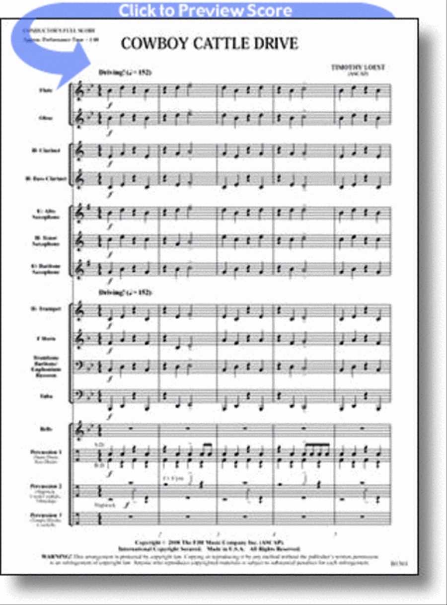Cowboy Cattle Drive Cowboy Cattle Drive Concert Band scores gallery preview page 1