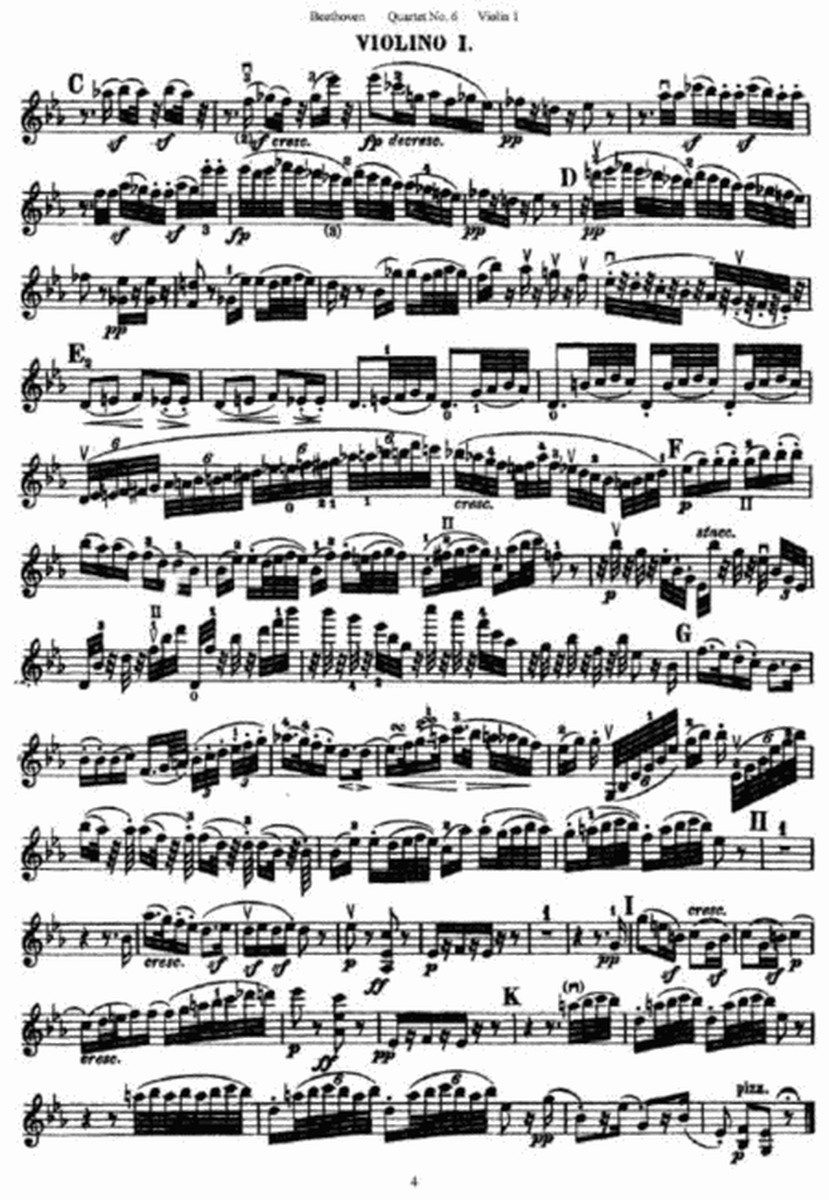 L. v. Beethoven - Quartet No. 6 in F Major Op. 18, No. 6 Violin 1