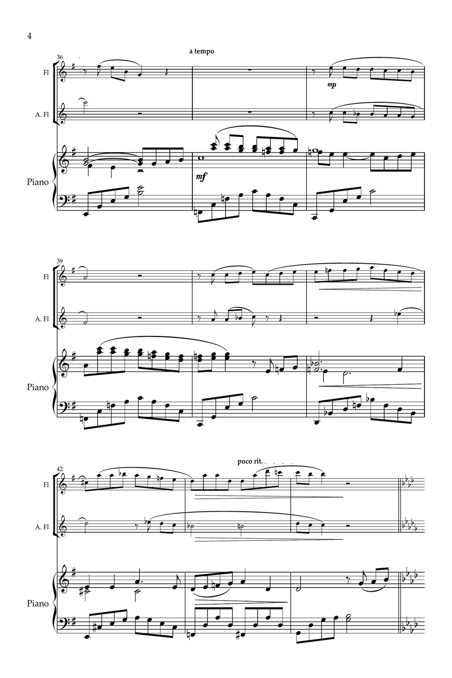 Serenity. Original for Flute, Alto Flute and Piano. Flute Duet scores gallery preview page 5