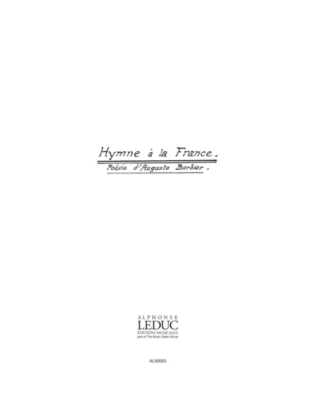 Hymne A La France Op.20, No.2 (choral-mixed Accompanied)