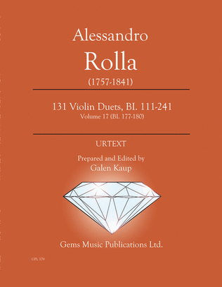 131 Violin Duets, BI. 111-241 Volume 17 (BI. 177-180)