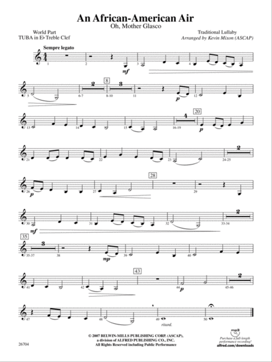 An African-American Air: (World Part) E-flat Tuba T.C. Concert Band scores gallery preview page 1