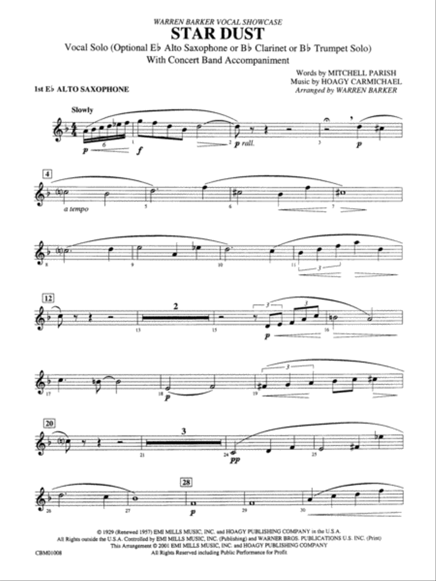 Star Dust: E-flat Alto Saxophone Concert Band scores gallery preview page 1