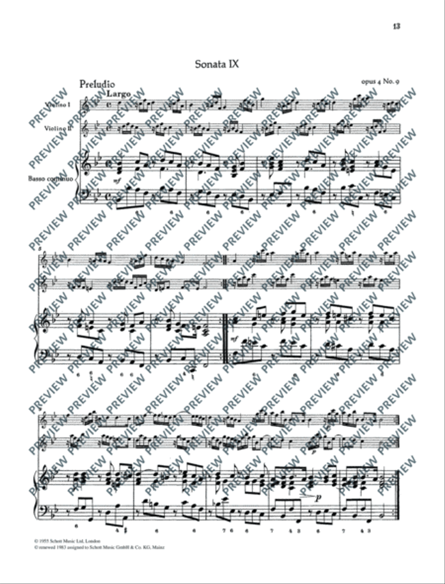 Twelve Chamber Sonatas Cello scores gallery preview page 14