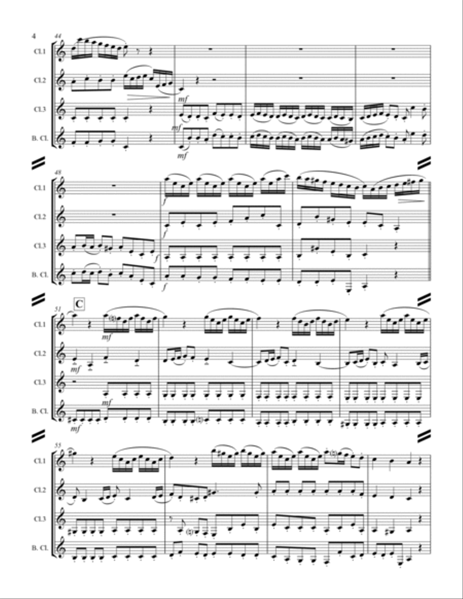 Arrival of the Queen of Sheba (for Clarinet Quartet) Clarinet Quartet scores gallery preview page 5