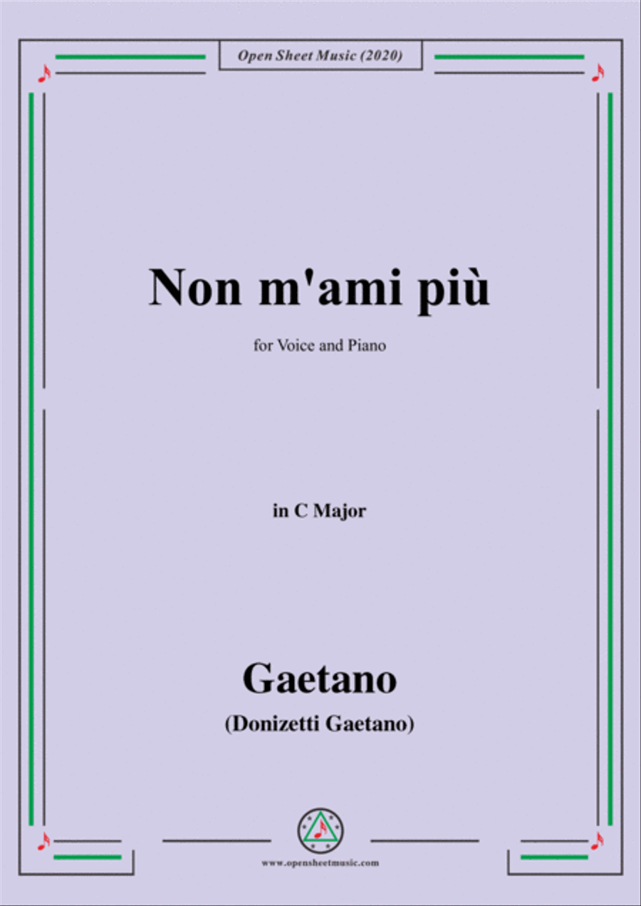 Donizetti-Non m'ami piu,in C Major,for Voice and Piano Voice Solo scores gallery preview page 1