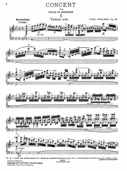 Concert for violin and orchestra, op. 33 : violin and piano