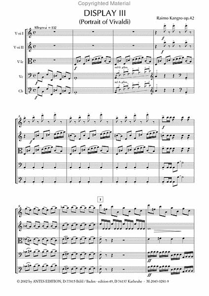 Display Nr. 3, Portrait of Vivaldi, op. 42 fur Kammerorchester
