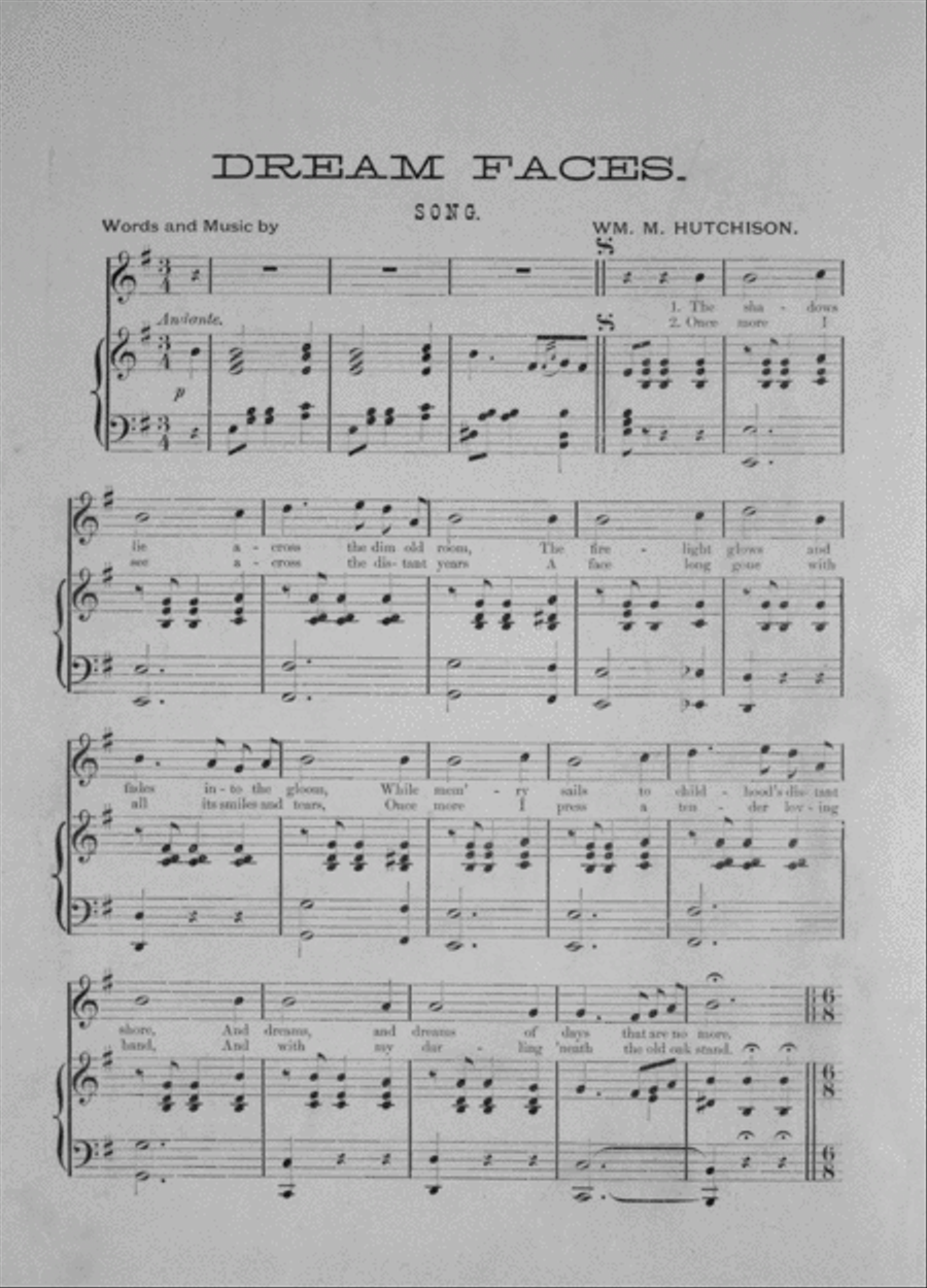 Wm. M. Hutchison. Dream Faces Voice scores gallery preview page 2