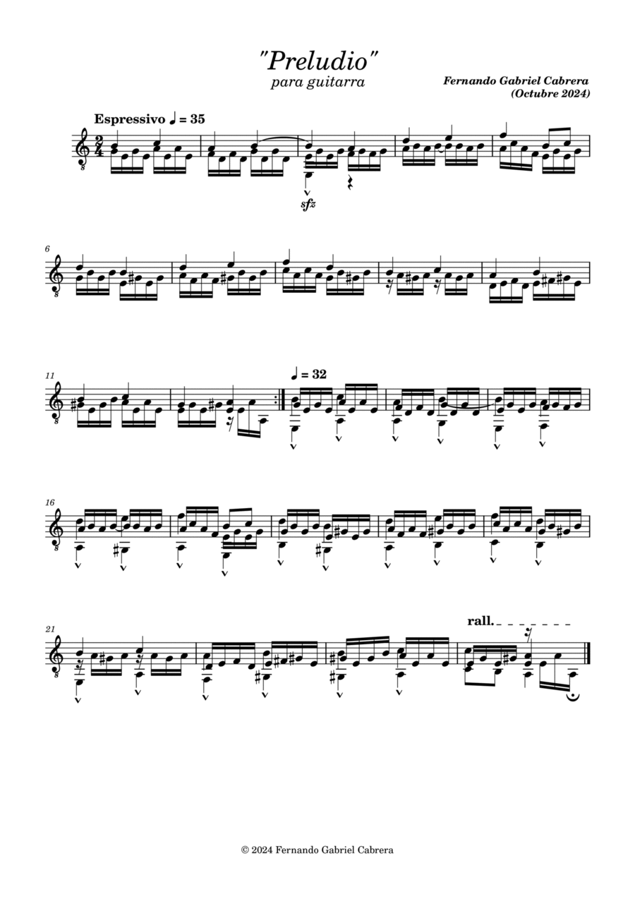 Preludio (para guitarra) Acoustic Guitar scores gallery preview page 1