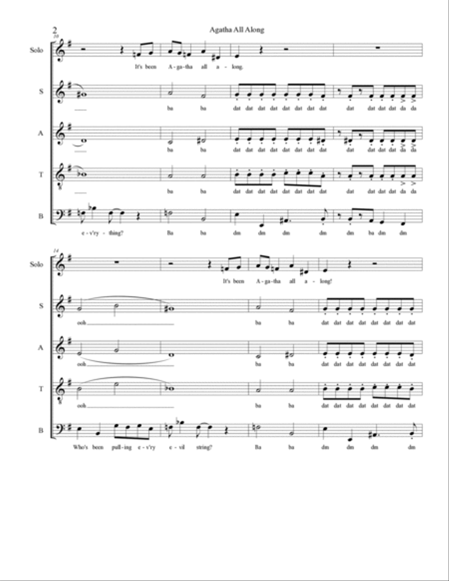 Agatha All Along 4-Part scores gallery preview page 2