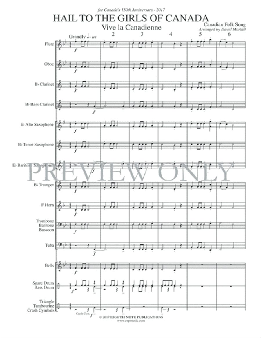 Hail to the Girls of Canada Concert Band scores gallery preview page 4