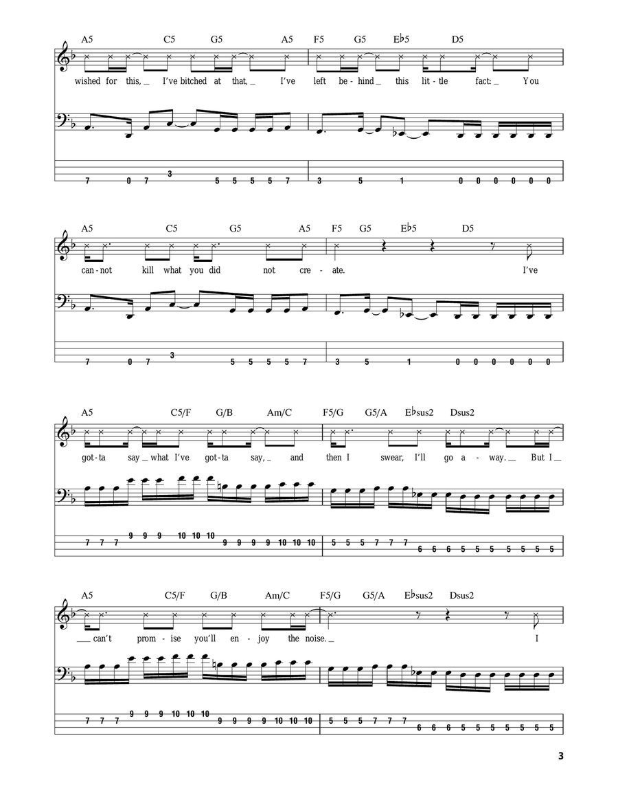 Duality Bass Guitar Tablature scores gallery preview page 3