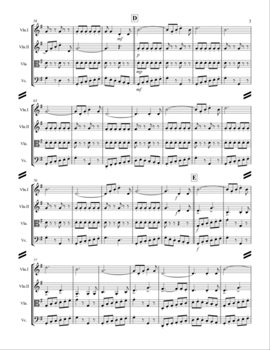 March - Semper Fidelis (for String Quartet) String Quartet scores gallery preview page 4