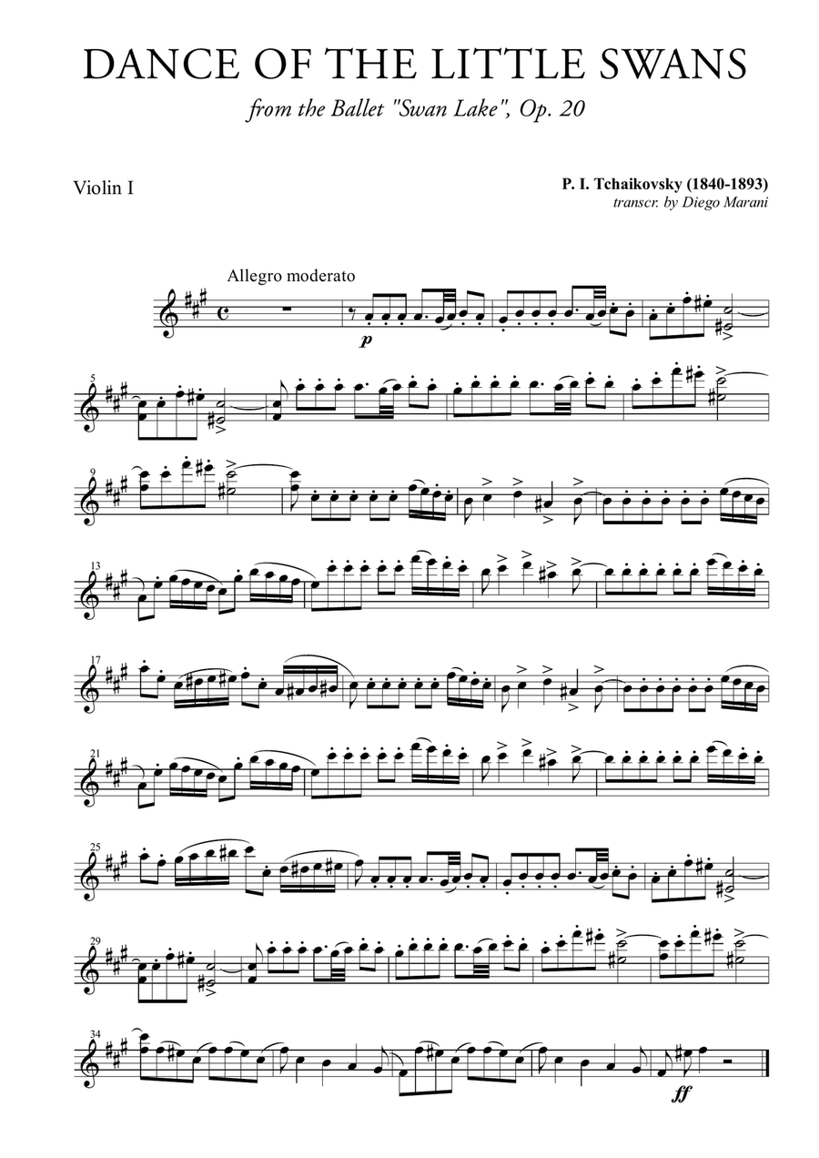 Dance of the Little Swans for String Quartet String Quartet scores gallery preview page 1