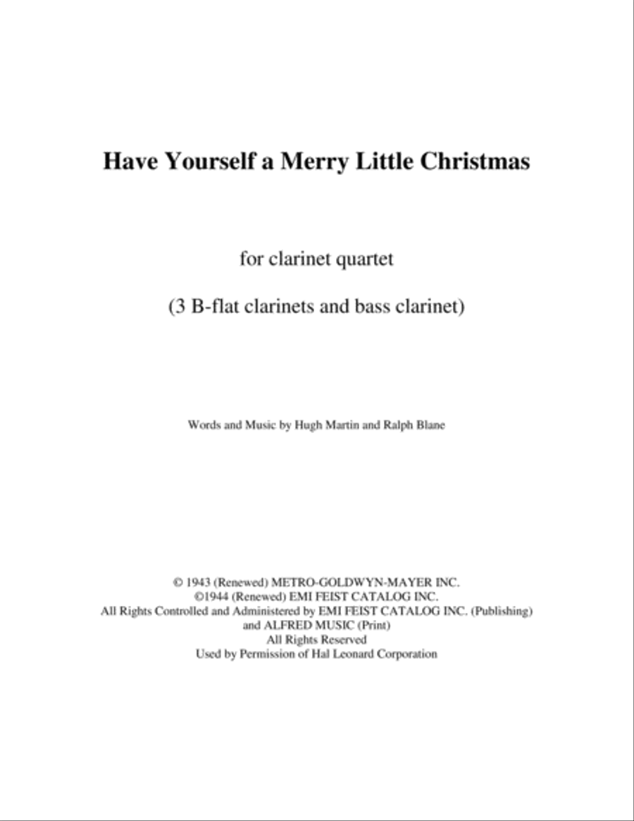 Have Yourself A Merry Little Christmas from MEET ME IN ST. LOUIS Woodwind Quartet scores gallery preview page 1