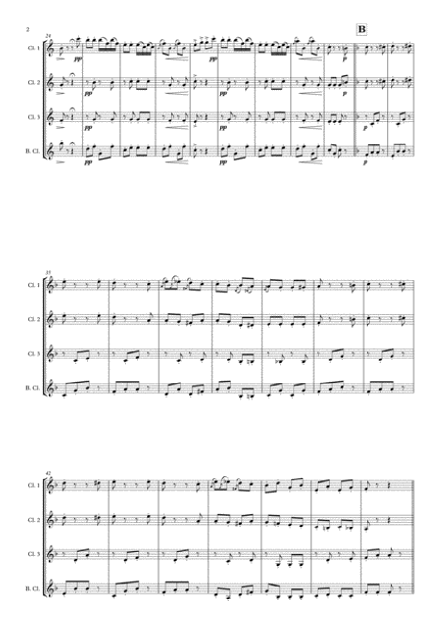 Pizzicato Polka arranged for Clarinet Quartet Clarinet Quartet scores gallery preview page 2