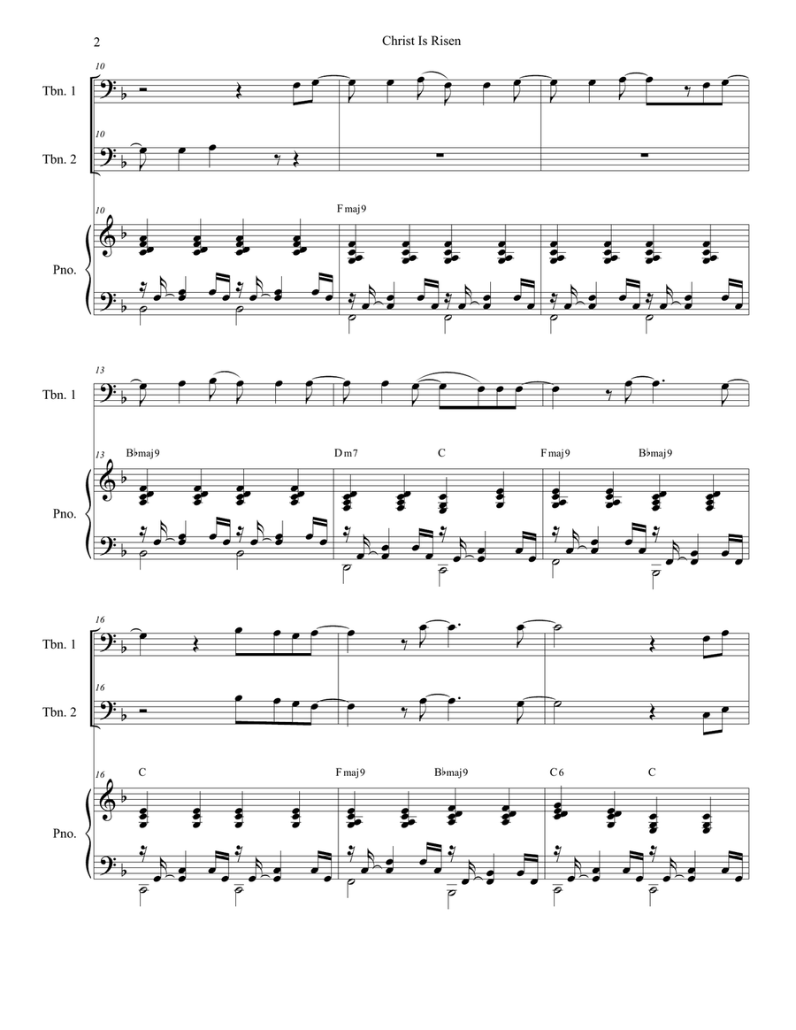 Christ Is Risen Trombone Duet scores gallery preview page 2