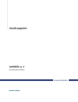 Book cover for Cantabile, Op. 17, for Violoncello and Piano