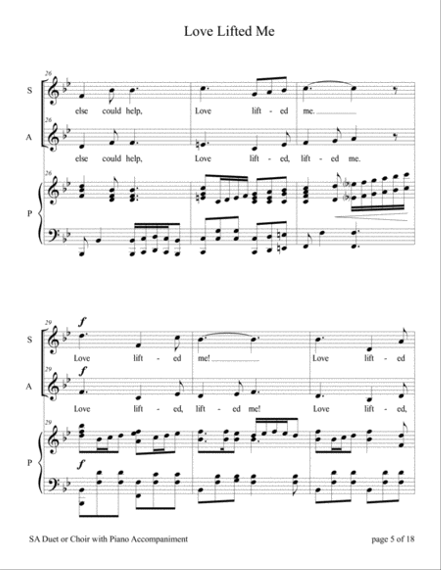 Love Lifted Me (for SA Duet with Piano accompaniment) SA scores gallery preview page 5