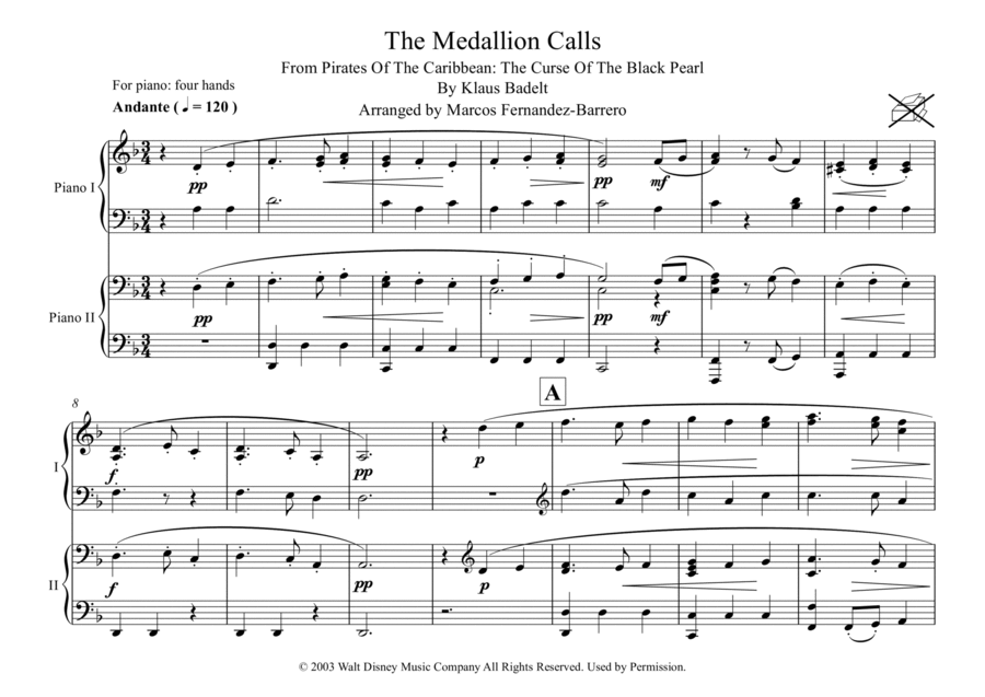 The Medallion Calls 1 Piano, 4-Hands scores gallery preview page 1