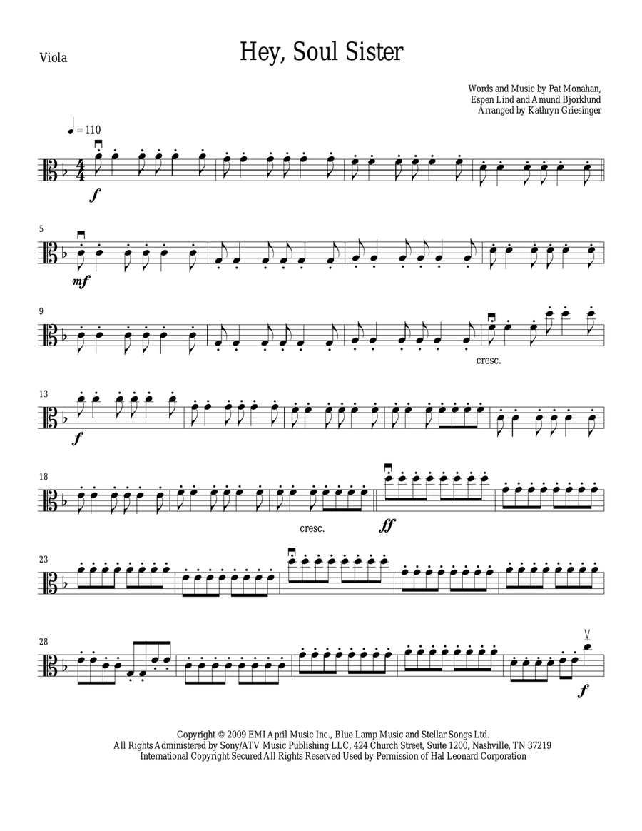 Hey, Soul Sister String Quartet scores gallery preview page 5