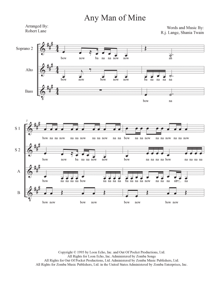 Any Man Of Mine SSAA scores gallery preview page 1