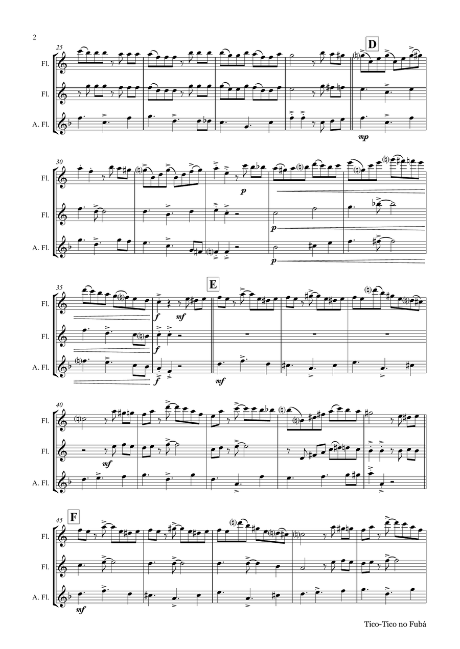 Tico-Tico no Fubá - Choro - Flute Trio Flute Trio scores gallery preview page 2