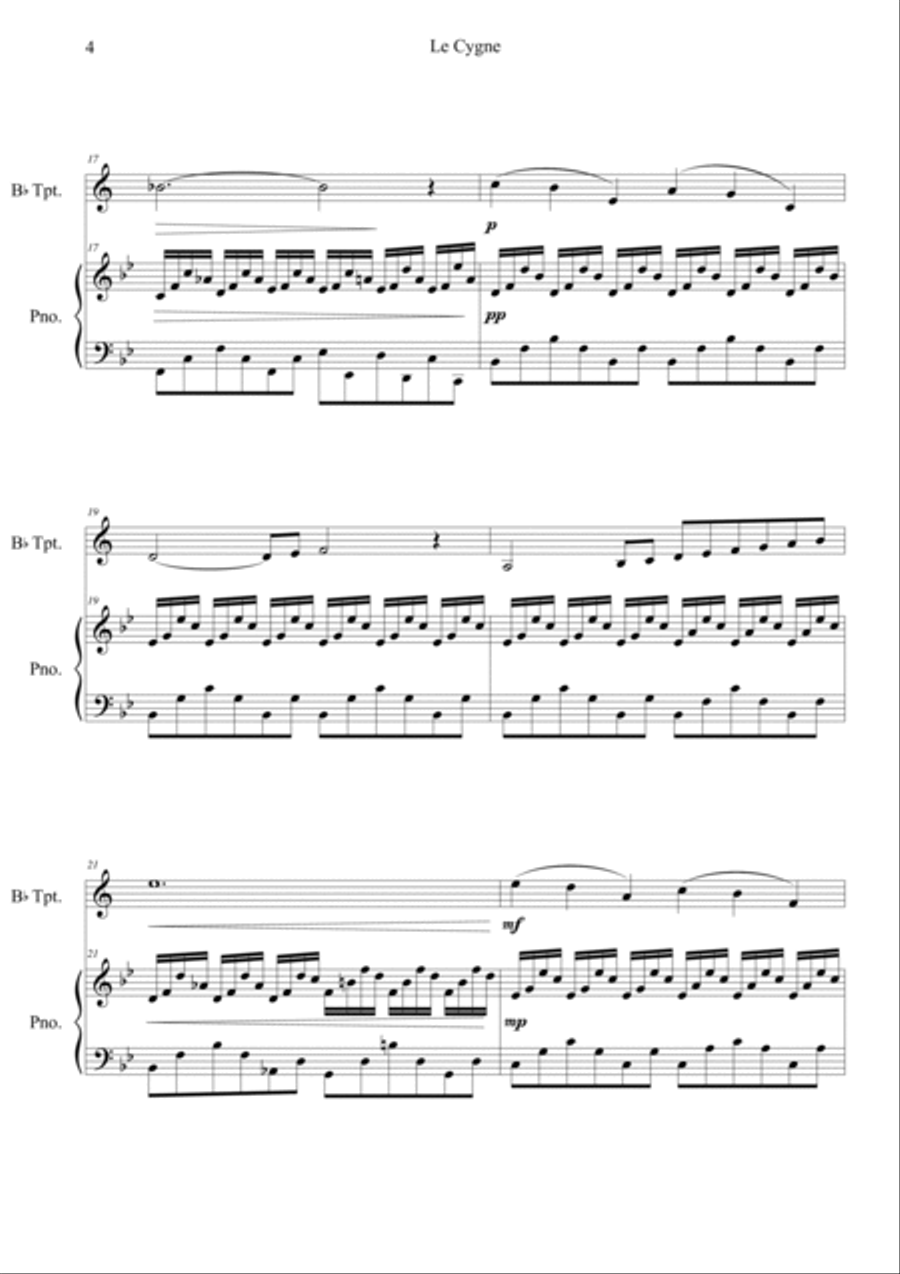 Le Cygne (Le Carnaval des Animaux) in Bb Trumpet Solo scores gallery preview page 4