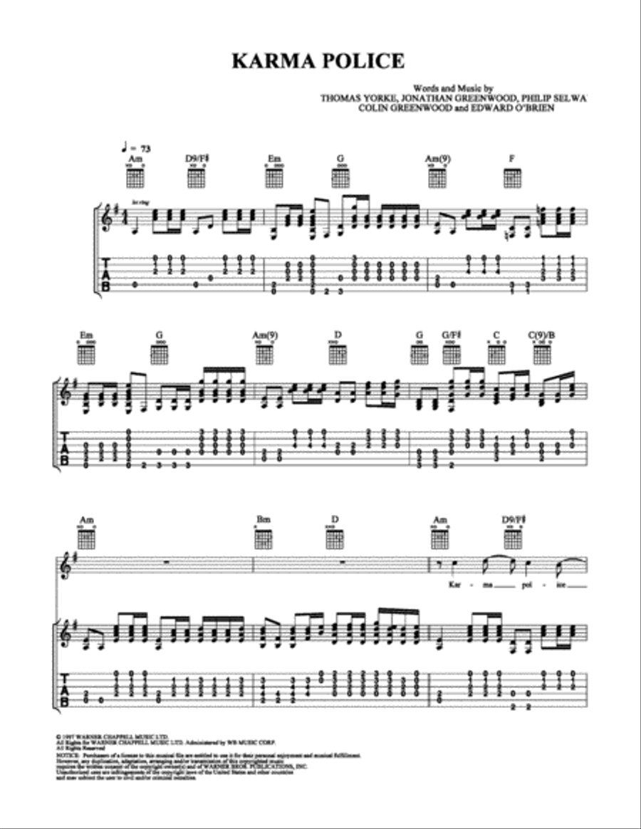Karma Police Electric Guitar scores gallery preview page 1