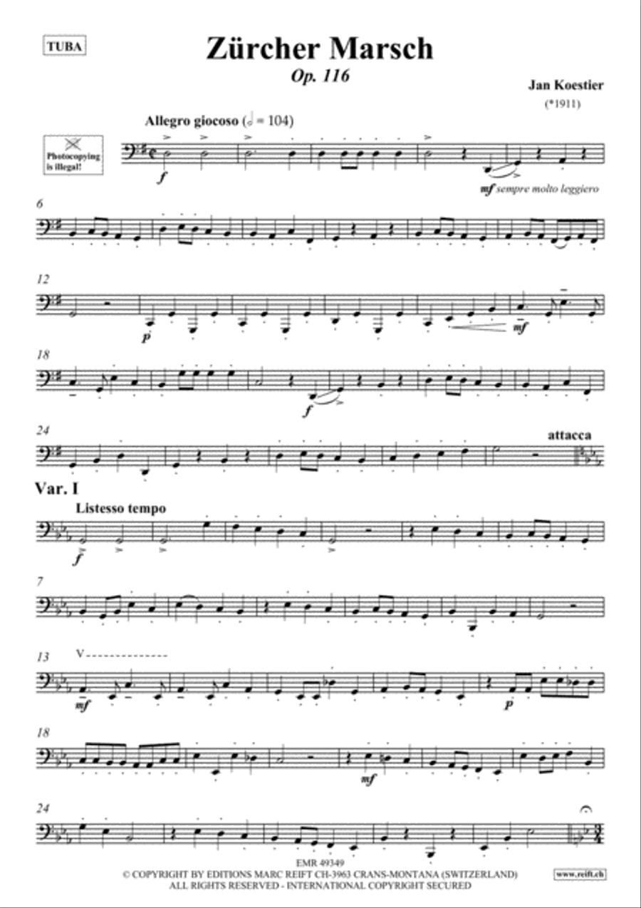 Zurcher Marsch Zurcher Marsch Tuba scores gallery preview page 2