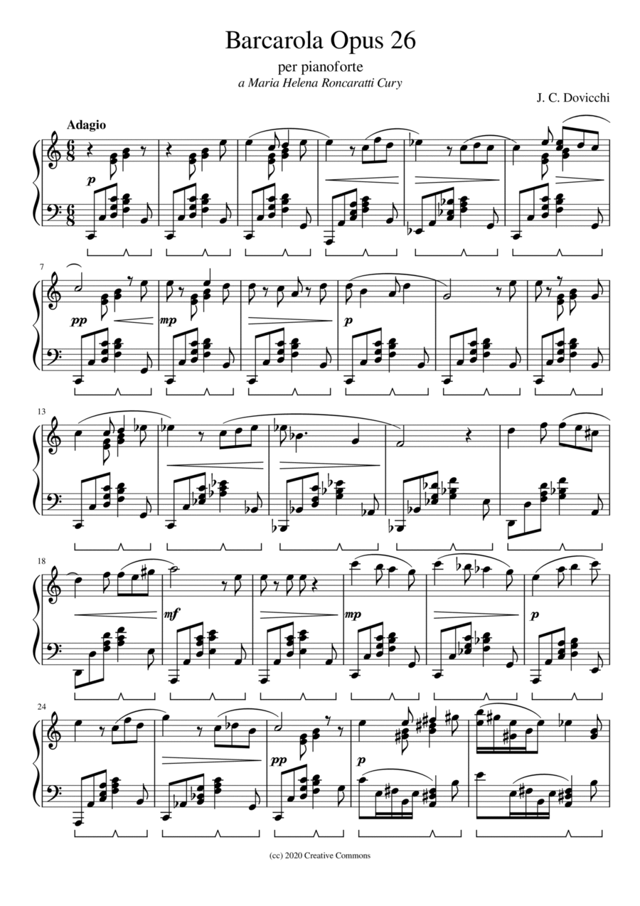 Barcarola Opus 26 Piano Solo scores gallery preview page 1