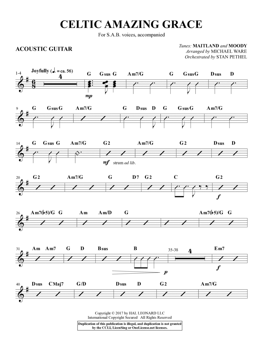 Celtic Amazing Grace - Acoustic Guitar Choir scores gallery preview page 1
