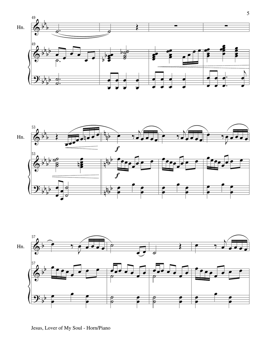 JESUS, LOVER OF MY SOUL (Horn/Piano and Horn Part) JESUS, LOVER OF MY SOUL (Horn/Piano and Horn Part) Piano scores gallery preview page 5