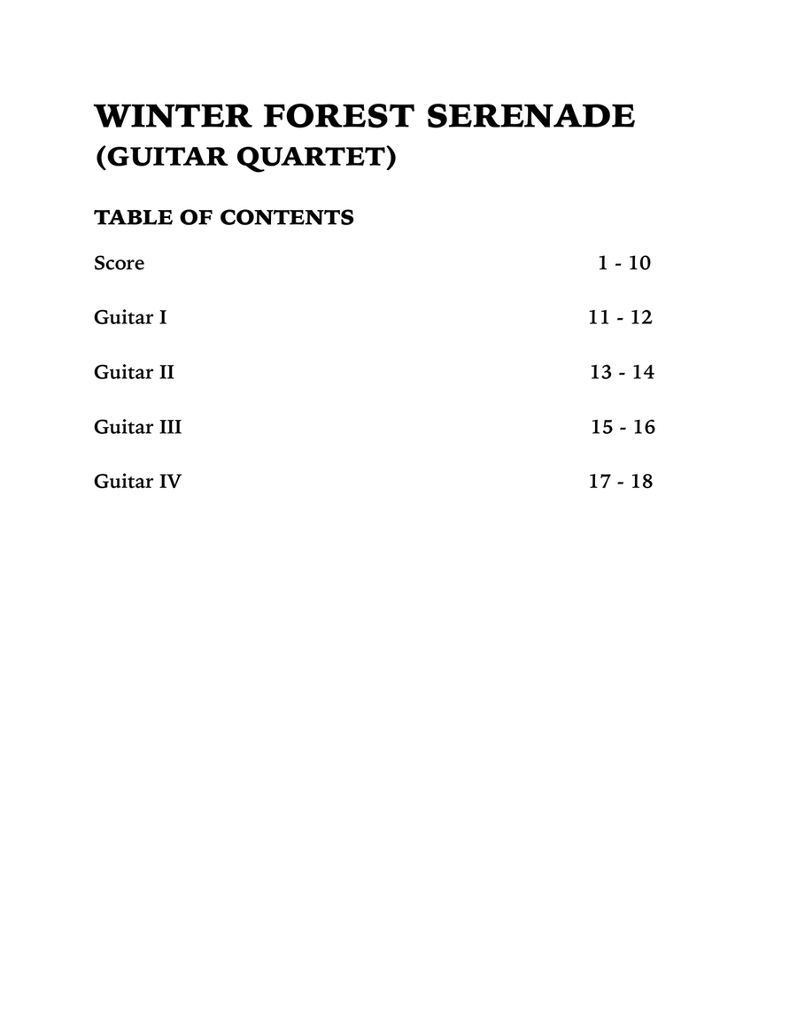 Winter Forest Serenade (Guitar Quartet) Guitar Ensemble scores gallery preview page 4