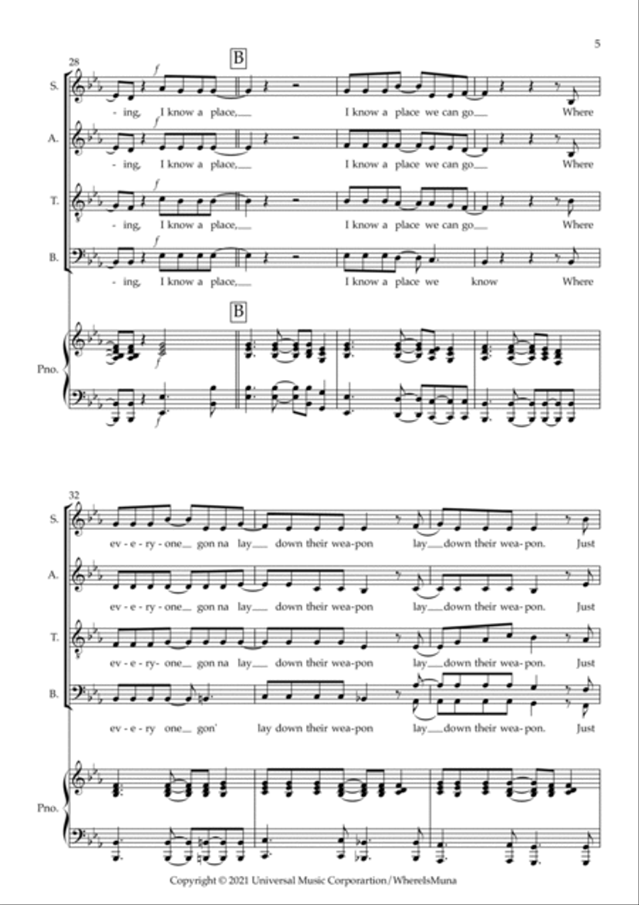 I Know A Place 4-Part scores gallery preview page 5