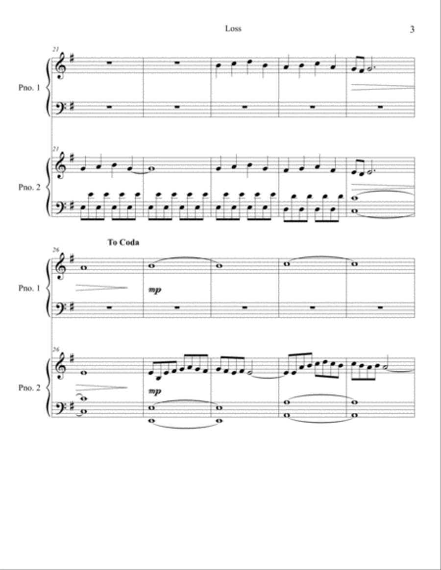 Loss Easy Piano scores gallery preview page 3