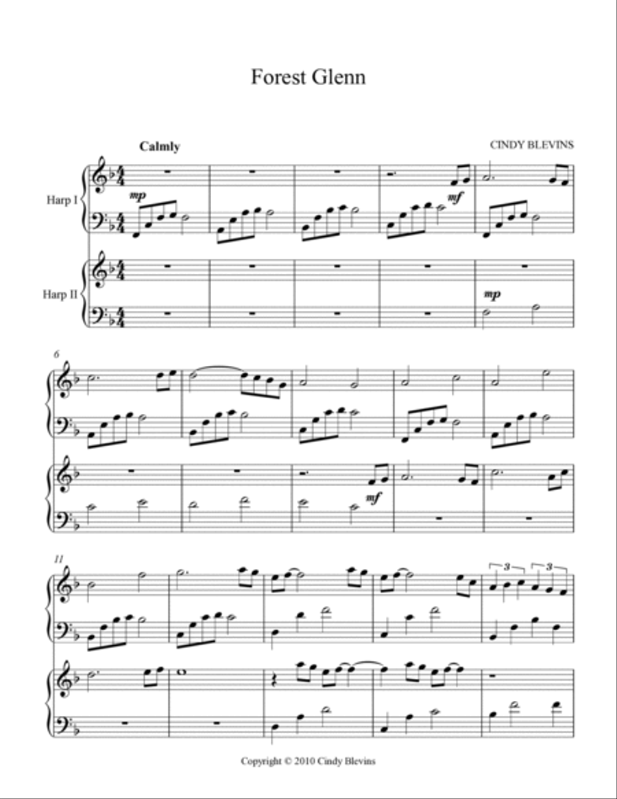 Forest Glenn, arranged for Harp Duet Harp scores gallery preview page 2