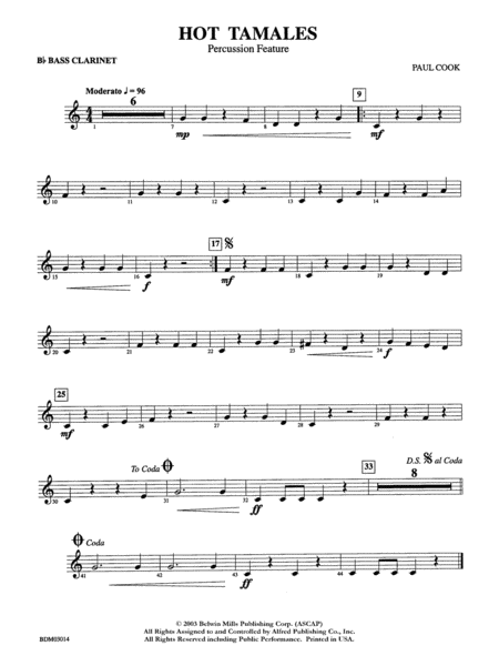 Hot Tamales (Percussion Feature): B-flat Bass Clarinet