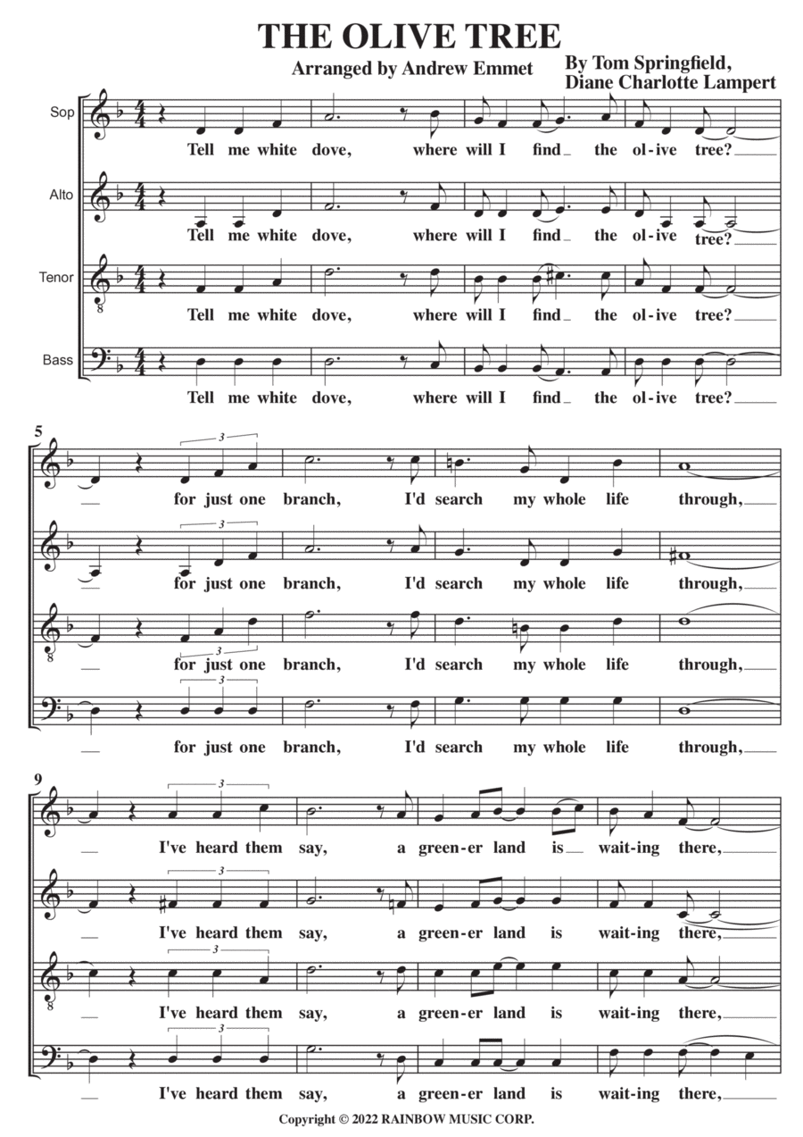 Olive Tree 4-Part scores gallery preview page 1