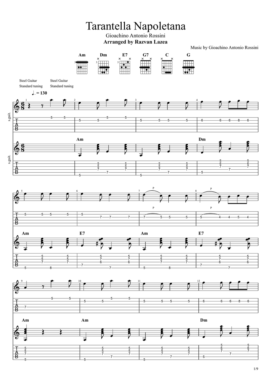 Tarantella Napoletana Acoustic Guitar scores gallery preview page 1
