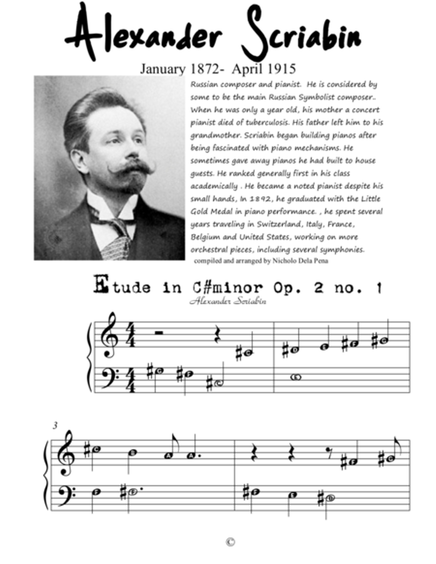 Alexander Scriabin for Begginer Pianist image number null