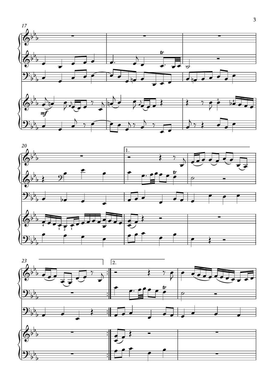 Wachet auf, ruft uns die Stimme (J.S. Bach) - Organ-piano duet Organ Accompaniment scores gallery preview page 3