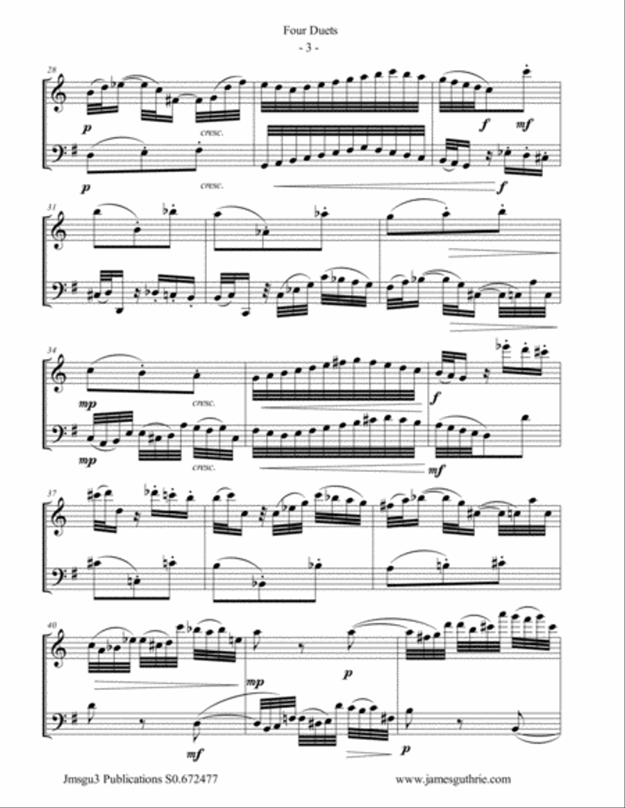 Bach: Four Duets for Alto Flute & Cello Flute scores gallery preview page 3